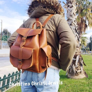 Brown Leather Backpack, Women Backpack, Leather Rucksack, Small Backpack, Gift for Her, Made from Full Grain Leather - LARGE.