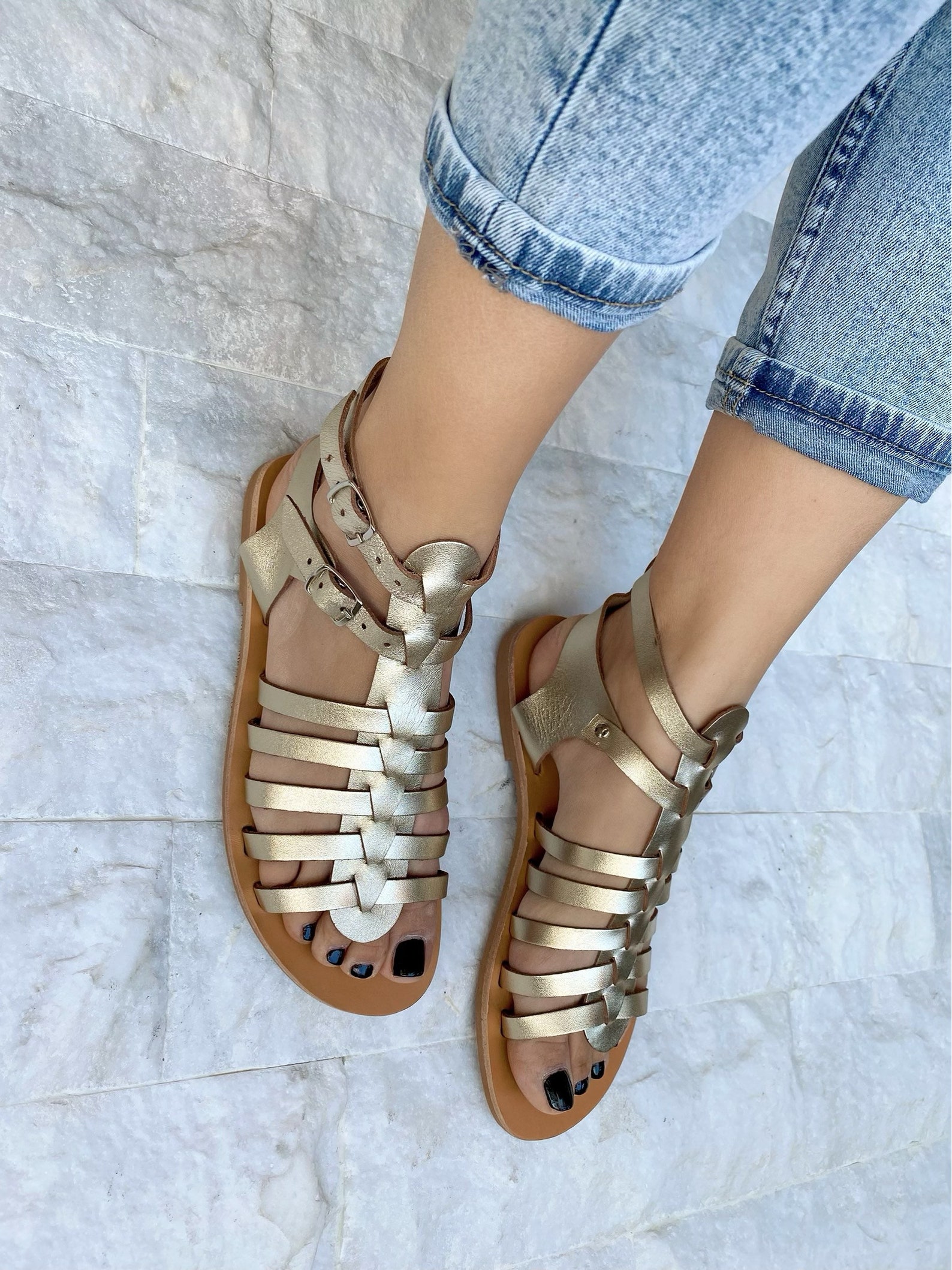 gold gladiator sandals