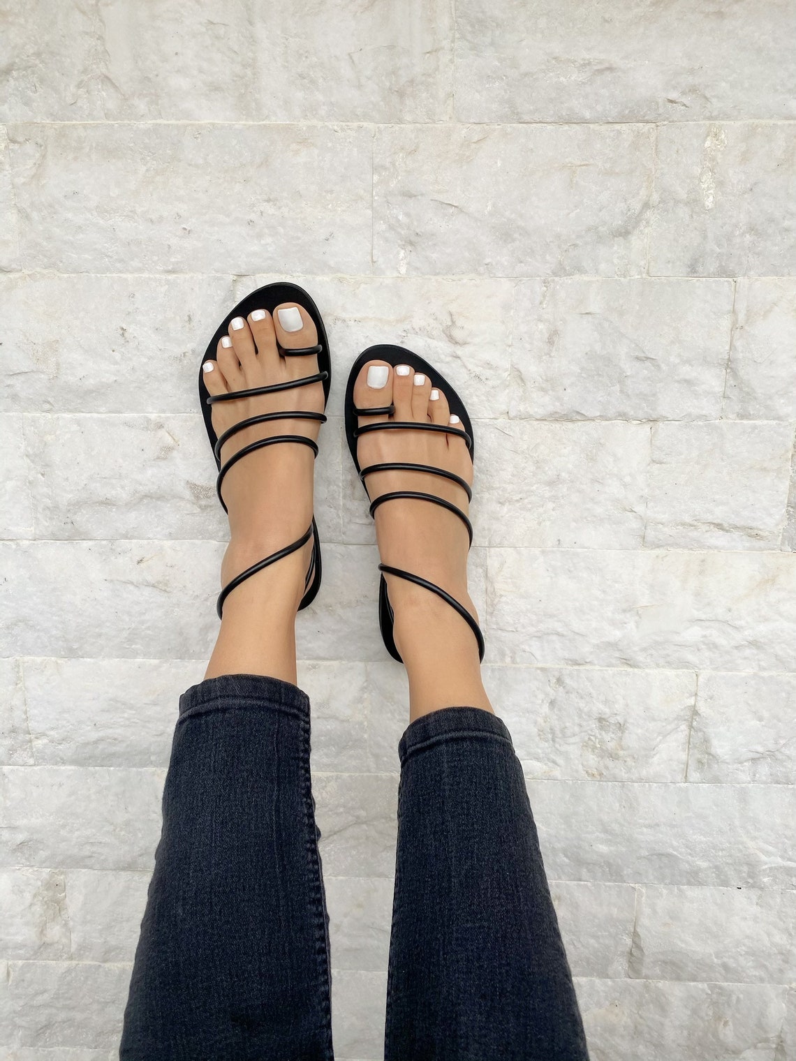 Minimal Strappy Sandals Greek Sandals Leather Sandals | Etsy