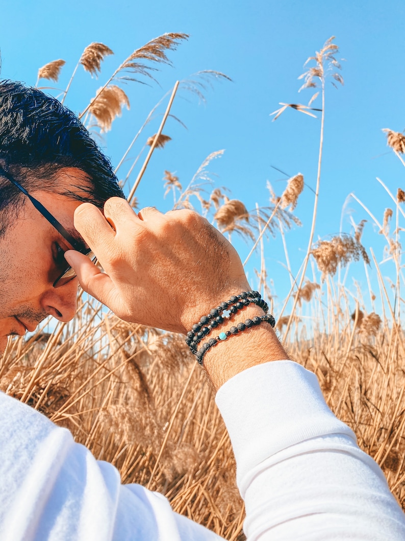 Men's Bracelet, Black Beads Bracelet, Men's Jewelry, Made in Greece, by Christina Christi Jewels. image 5