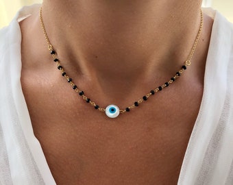 Tiny Evil Eye ketting, bescherming ketting, sierlijke halsketting, verjaardagscadeau, gemaakt van Sterling Zilver 925.