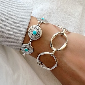 Silver Chain Bracelet, Wide Chain Bracelet, Silver Bracelet, Chunky Chain Bracelet, Beaded Bracelet, Gift for Her, Made in Greece.