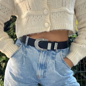 Ledergürtel Schwarz, Frauen Gürtelschnalle, Geschenk für Sie, aus echtem Leder - Gefährliche Wendung