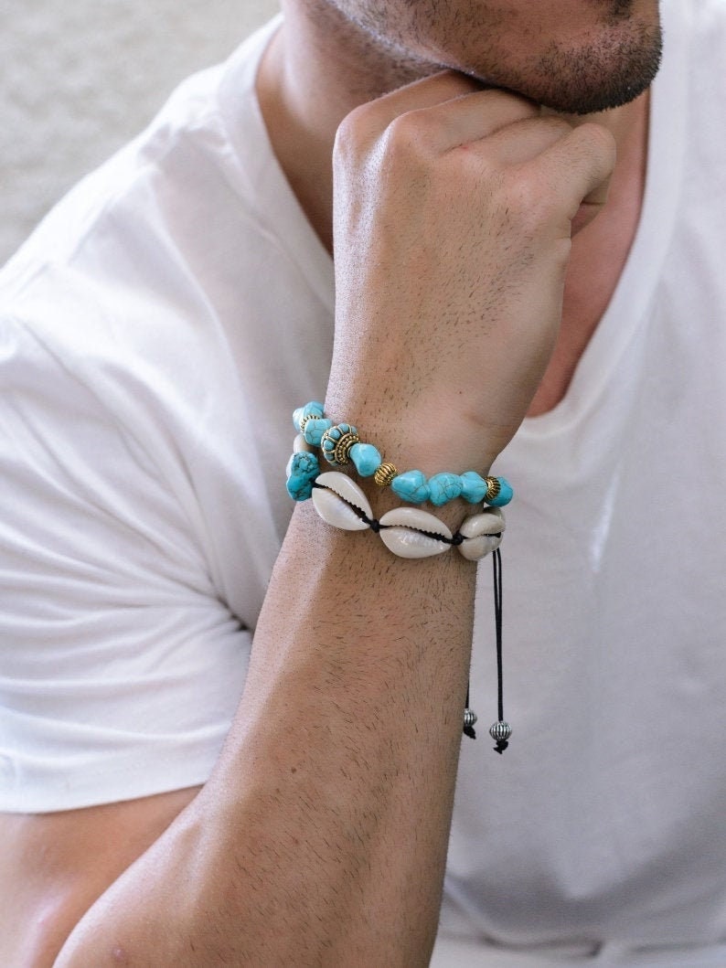 Cowrie Shell Bracelets for Men Beach Bracelets Mens Bracelets