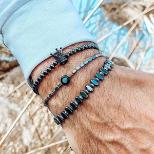 Gray Beaded Bracelet Men, Hematite Bracelet, Mens Bracelet, Mens Jewelry, Gift for Him, Made in Greece.