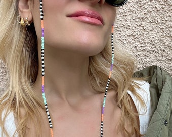 Catena Per Occhiali Con Perline Di Semi Beige Marrone - Foto 9