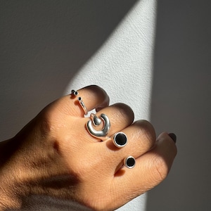 Stackable Silver Rings Set, Thin Adjustable Band Rings for Women, Minimalist Jewelry, Dainty Ring Gift for Her, Everyday Ring Set