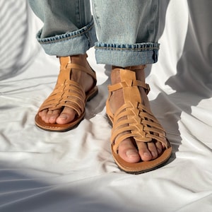 Sandalias gladiadoras para hombre, sandalias para hombre, sandalias marrones para hombre, zapatos griegos de verano, regalo para él. imagen 5