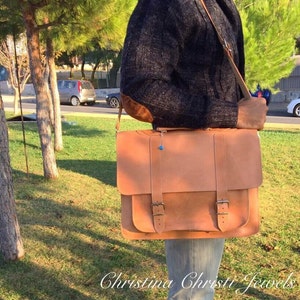 Porte-documents en cuir pour homme - Sac pour ordinateur portable 17 pouces fait main - Sac messager en cuir pleine fleur - Sac de travail pour homme - Cadeau de bureau - Christina Christi