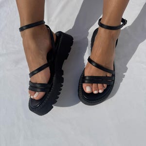 Sandals, Platform Sandals, Wedge Sandals, Leather Sandals,Handmade Sandals,Black Sandals,Summer Shoes,Made in Greece from Full Grain Leather