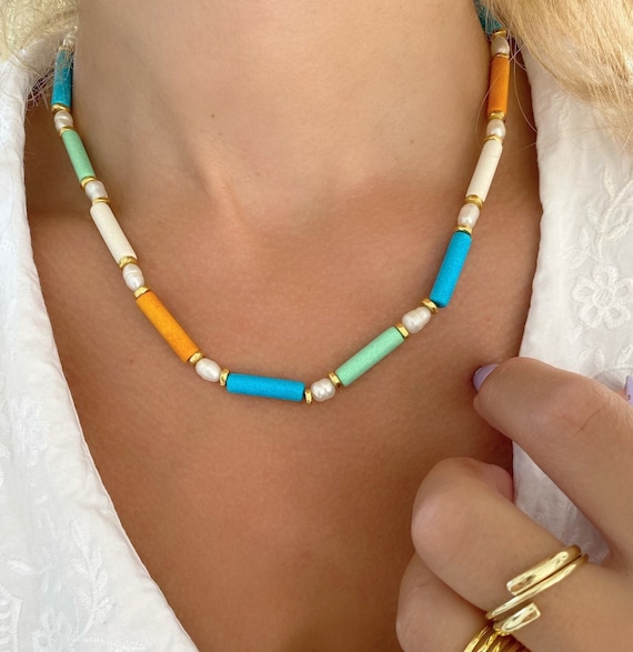 Collana colorata bohémien per donne e ragazze, catena regolabile