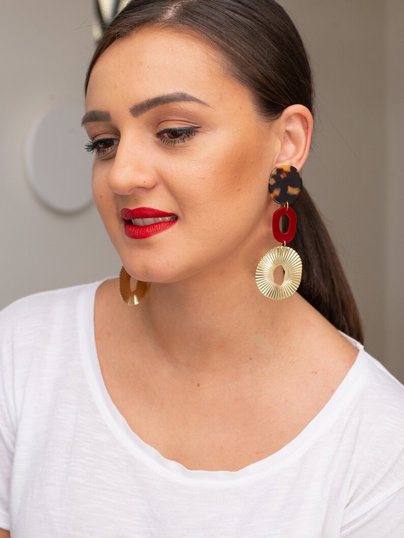 Triple Round Earrings Clip On Earrings Long Earrings Ethnic Etsy