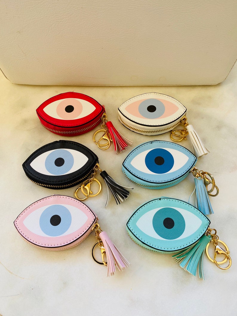 Evil Eye Wallet Women Minimal Wallet Zipper Wallet Made in | Etsy