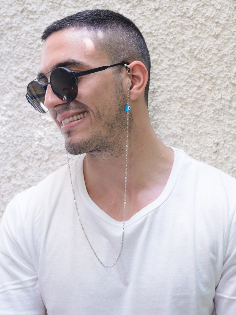 Glasses Chain Men Silver Glasses Chain Mens Eyeglasses Etsy
