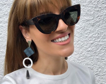 Handmade Geometric Earrings, Statement Earrings, Handmade Earrings, Geometric Jewelry, Gift for Her, Made in Greece by Christina Christi.