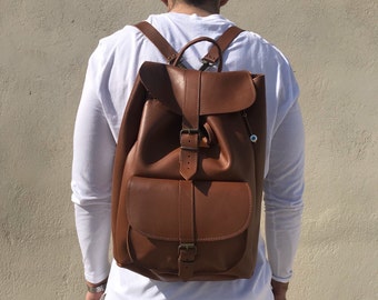 Brown Leather Backpack, Men's Leather Backpack, Large Backpack, Laptop Backpack, Gift for Him, Made from Full Grain Leather, EXTRA LARGE.