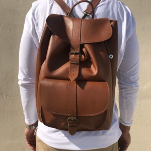 Men's Leather Backpack Brown Backpack Travel Bag Gift - Etsy