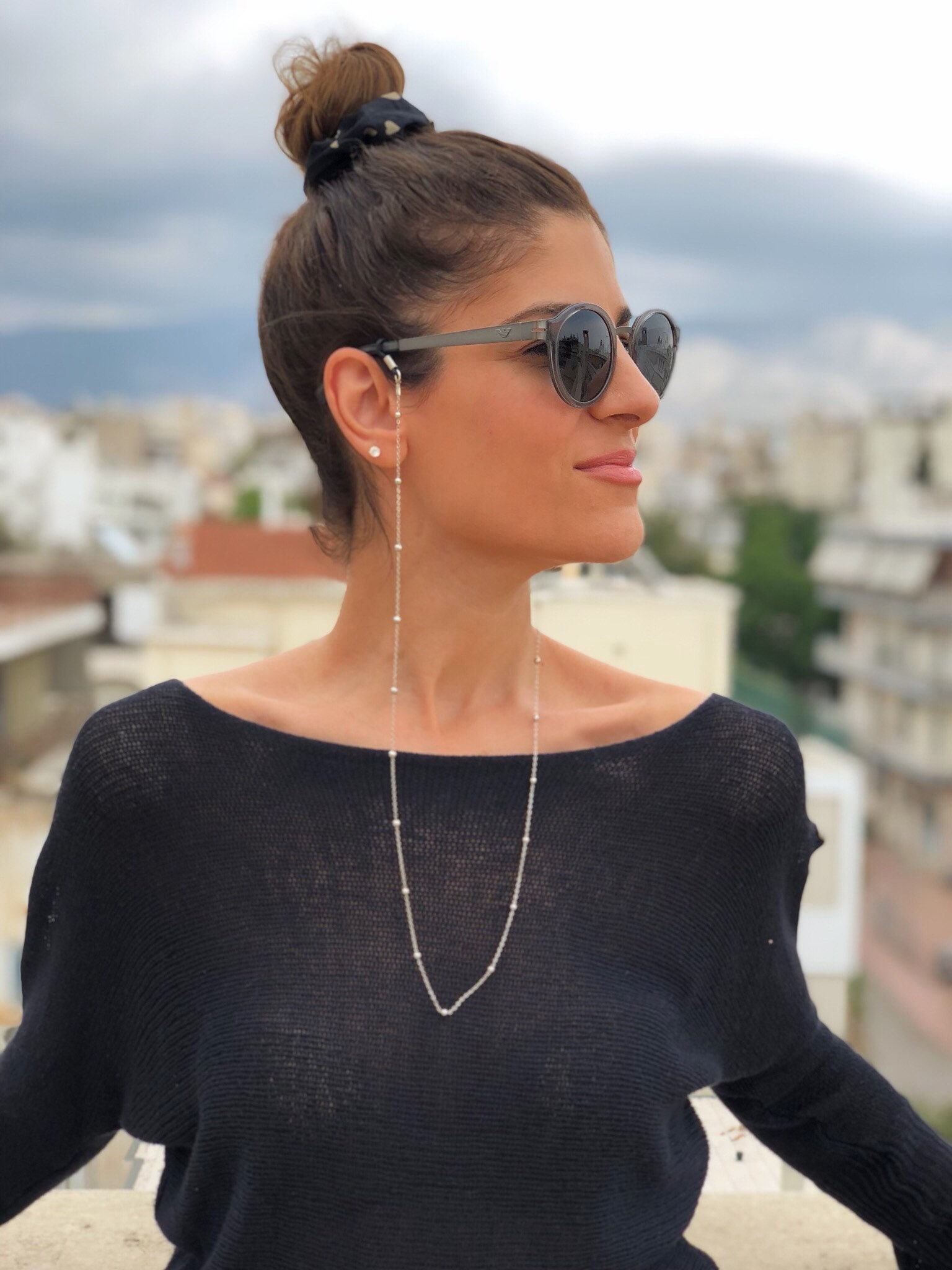 Silver Sunglasses Chain Necklace: Knotted Laces Glasses  display picture 2