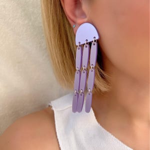 Statement Clip On Earrings, Handmade Bold Earrings, No Piercing Jewelry, Lightweight Dangle Earrings, Gift for Her, Fashion Jewelry