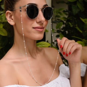 Sunglasses Chain, Silver Glasses Chain, Eyeglass Chain,Eyeglass Holder, Laces for Sunglasses, Glasses Holder. (CHRISTI-LACES)