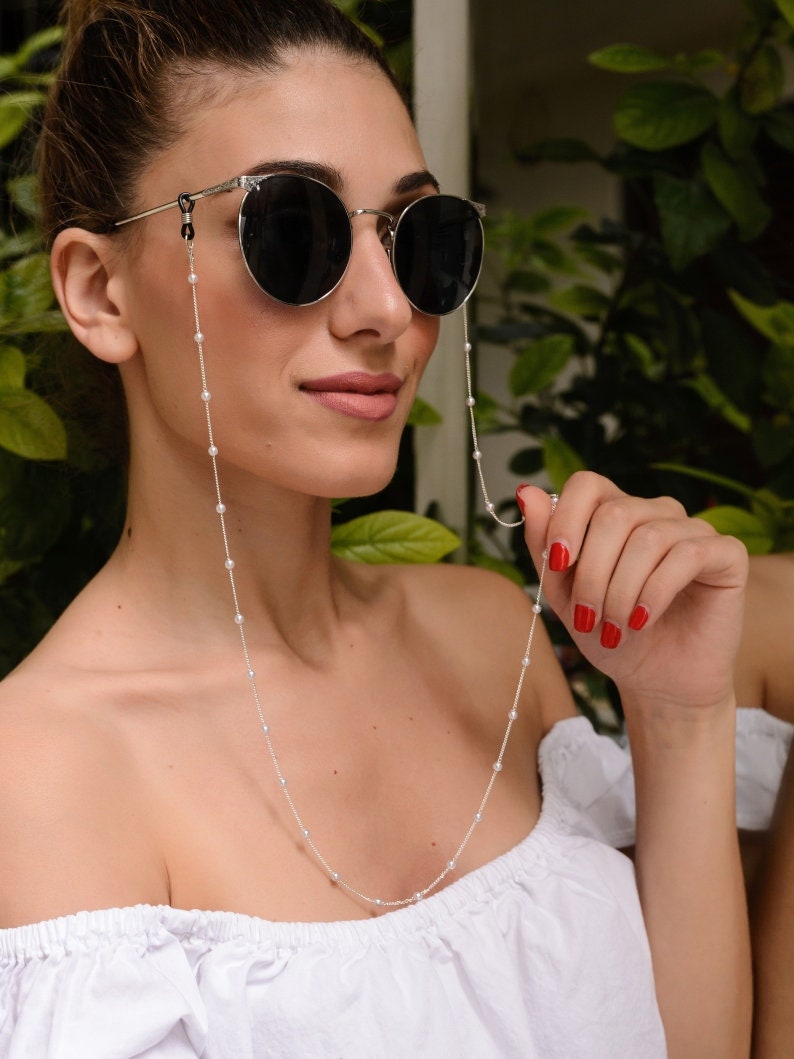 Green Silver Glasses Chain Accessoires Zonnebrillen & Eyewear Brilkettingen 