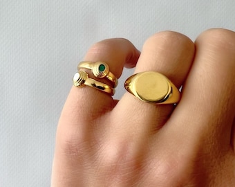 Handmade Women Rings, Gold Stone Rings, Adjustable Stacking Rings, Women Jewelry