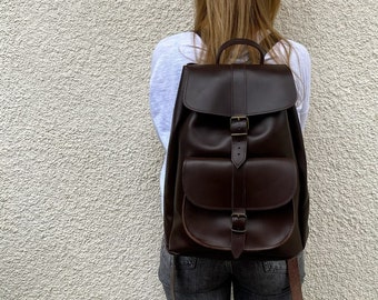 Extra Large Leather Backpack, Unisex Leather Bag, Backpack Purse, Travel Bag, Christmas Gift, Made from Real Cowleather in Greece.