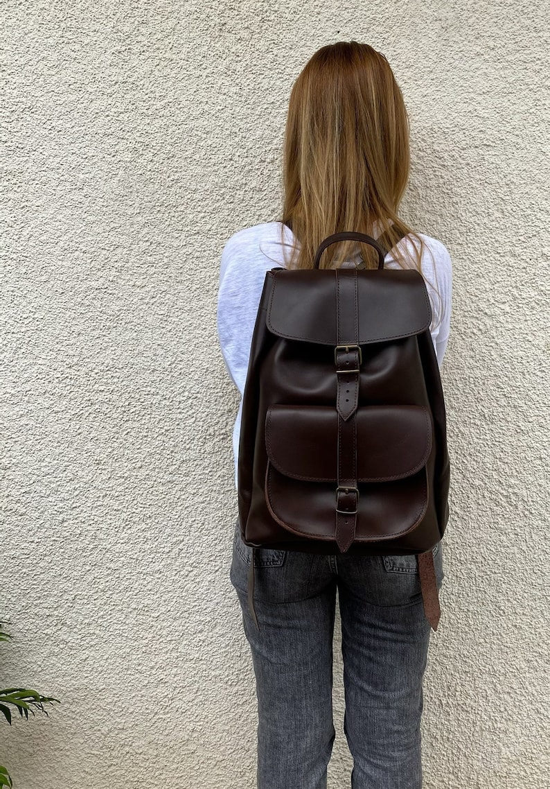 Extra Large Leather Backpack, Unisex Leather Bag, Backpack Purse, Travel Bag, Christmas Gift, Made from Real Cowleather in Greece. image 1