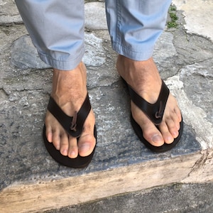 Mens Leather Sandals, Flip Flops, Mens Sandals, Brown Sandals, Beach Sandals, Gift for Him, Made from Genuine Leather in Greece.