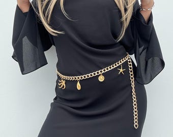 Gold Chain Belt, Metal Waist Belt, Boho Belt, Beach Jewelry, Made in Greece