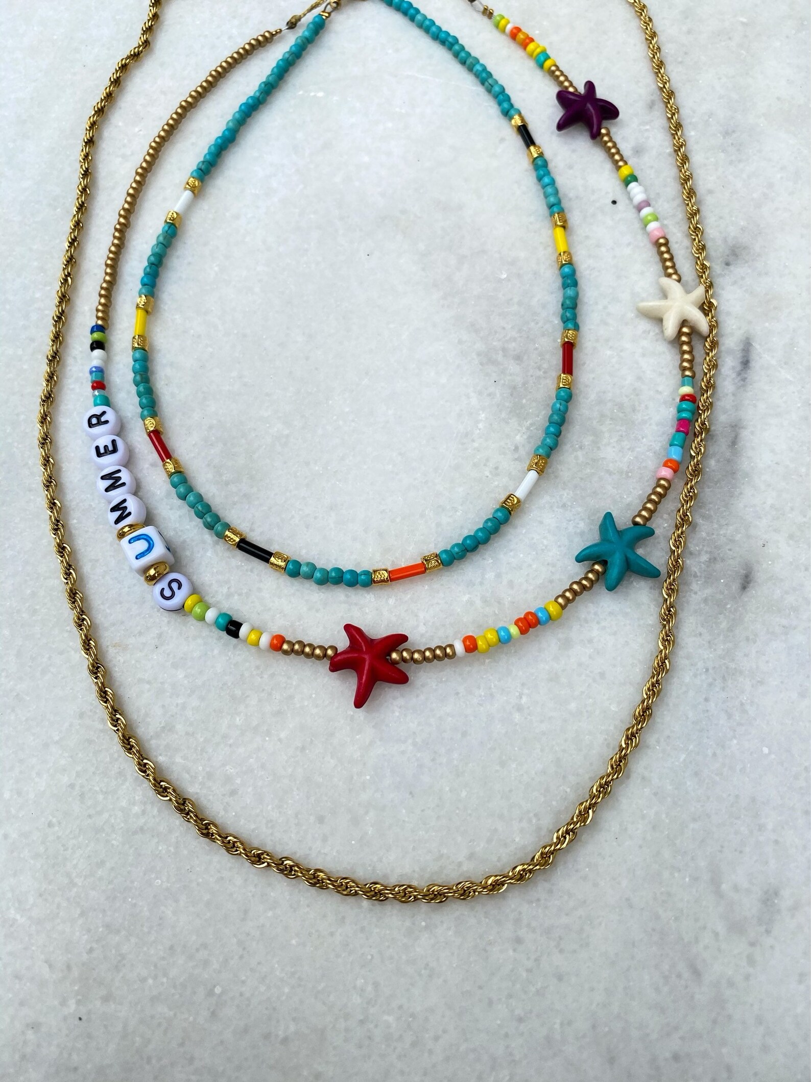 Summer Beaded Necklaces Colorful Chain Necklaces Summer Etsy