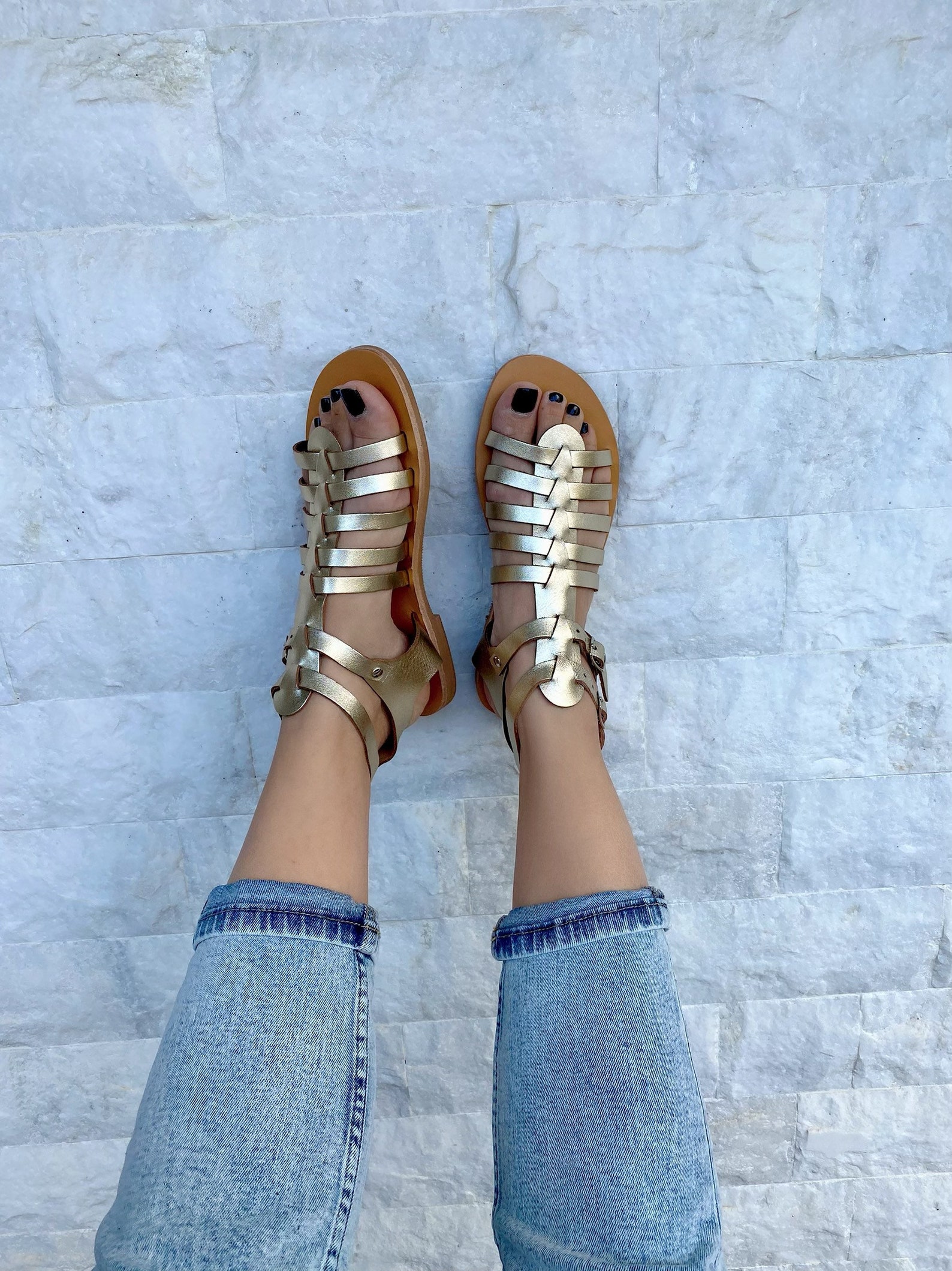 gold gladiator sandals
