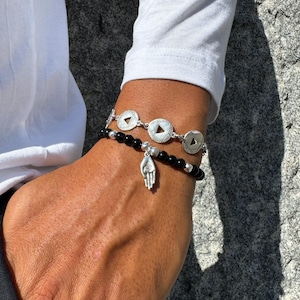 Men’s Silver Disc Bracelet, Minimalist Handmade Jewelry, Adjustable Cord Bracelet, Gift for Him, Everyday Men’s Accessory