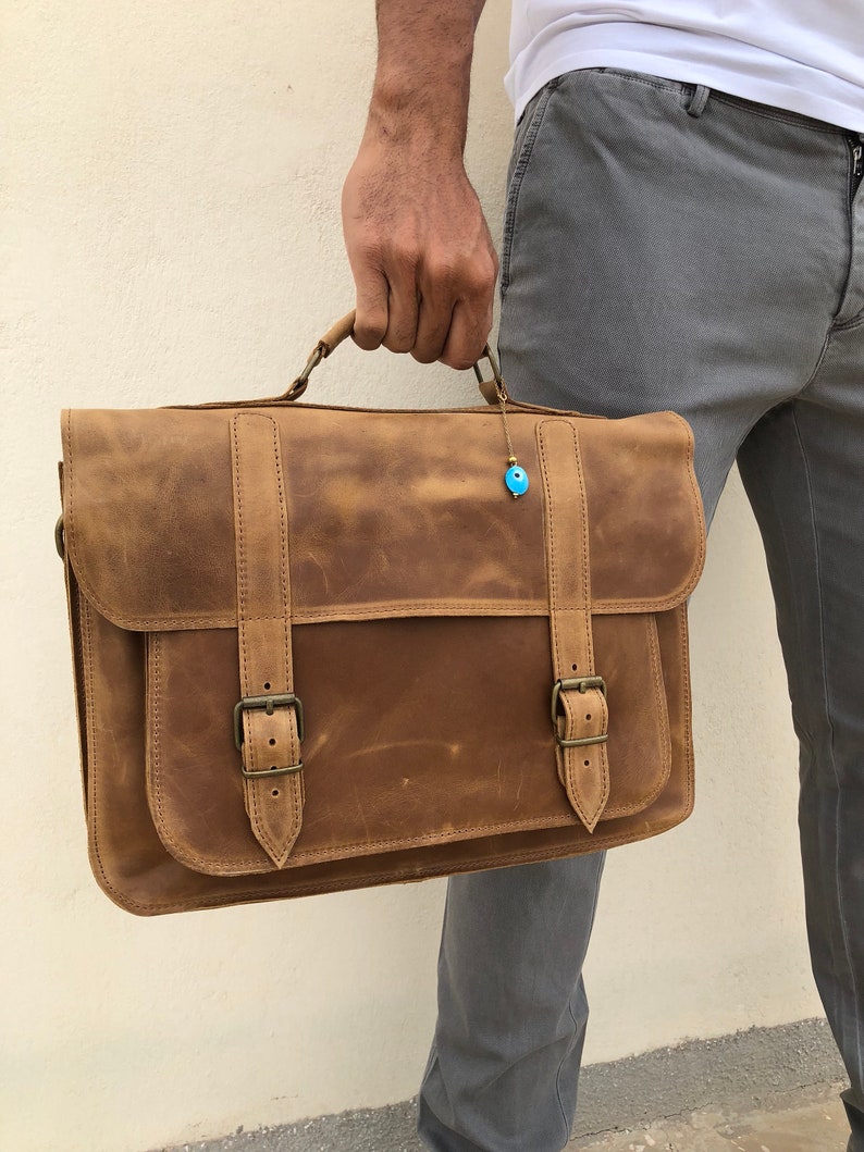 Mens Briefcase Leather Messenger Bag Laptop Briefcase Etsy