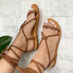 Lace Up Sandals, Leather Sandals, Gladiator Sandals, High Knee Ankle Wrap Sandals, Spartan Sandals, By Christina Christi. image 6