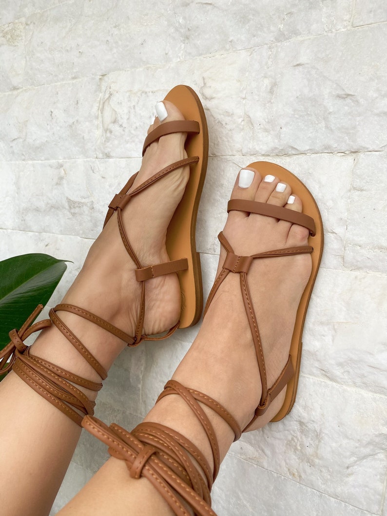 Lace Up Sandals, Leather Sandals, Gladiator Sandals, High Knee Ankle Wrap Sandals, Spartan Sandals, By Christina Christi. image 6