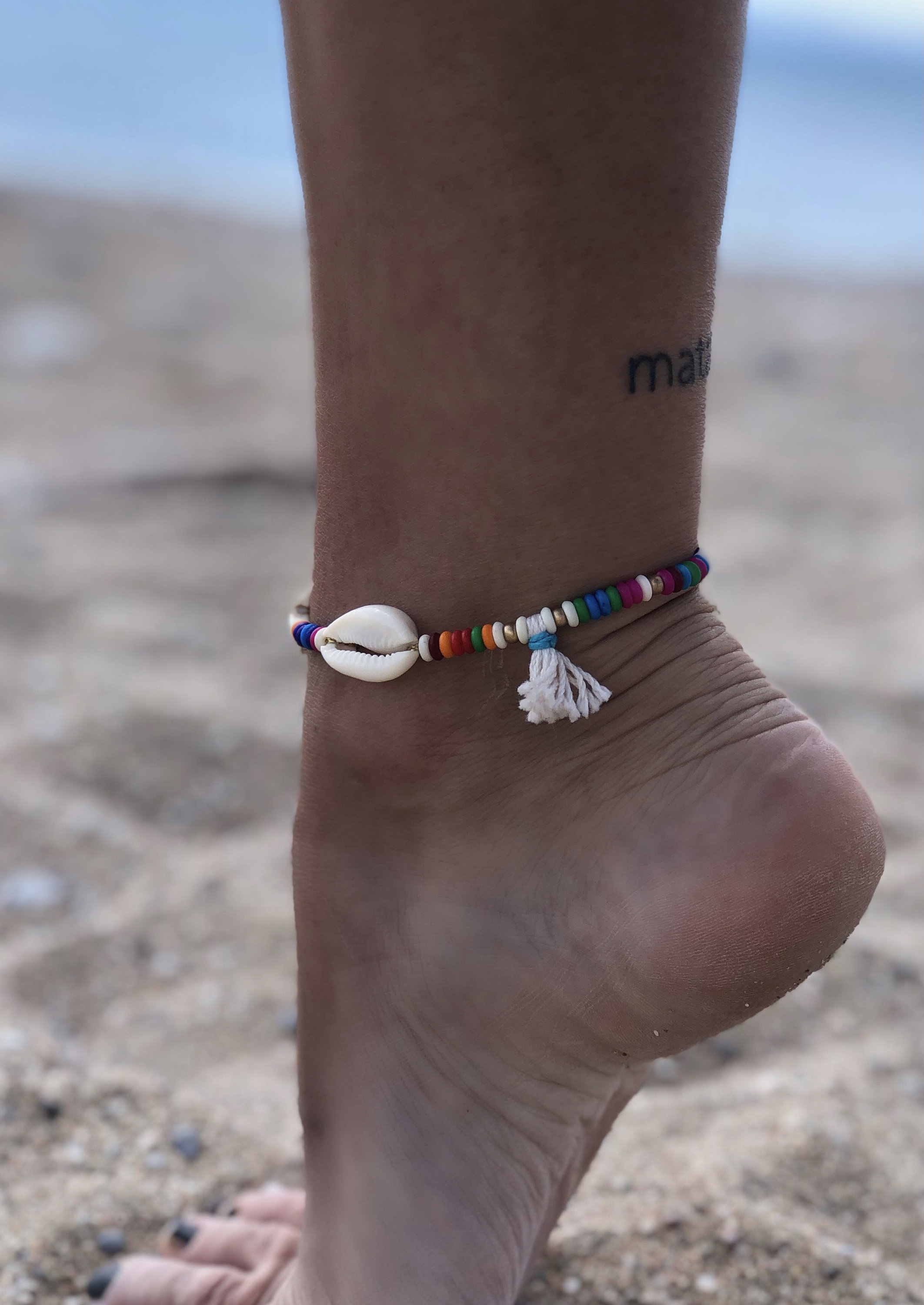 Seashell Anklet Women Anklet Colorful Beaded Anklet Boho Etsy