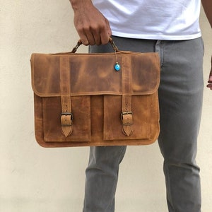 Leather Briefcase Brown Leather Messenger Bag Brown - Etsy