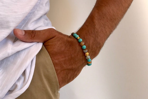 Bracciale Uomo,3Pcs Natural Stone Fluorite Crystal Bracciale Bohemia Star Moon Feather Charm Stretch Bracciale Con Perline Energia Pietre Preziose Perline Gioielli Bangle Per Donna Uomo Regalo