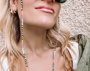 Set Da 6 Catene Porta Occhiali Decorativi - Collana Porta Occhiali In Tessuto, Colori Vari
