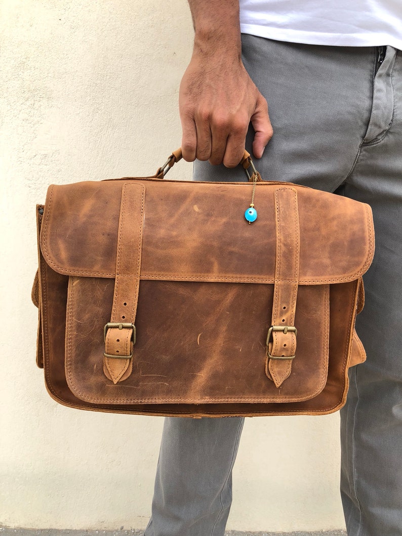Laptop Bag Brown Leather Briefcase Brown Briefcase | Etsy