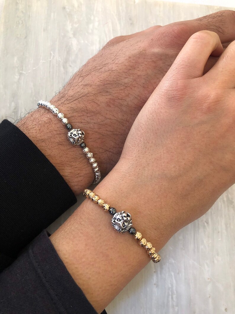 Gold Couples Bracelets Set Couples Jewelry Anniversary Gift Etsy