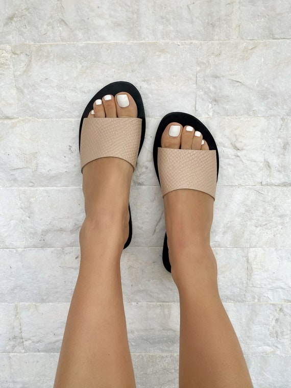 beige leather sandals womens