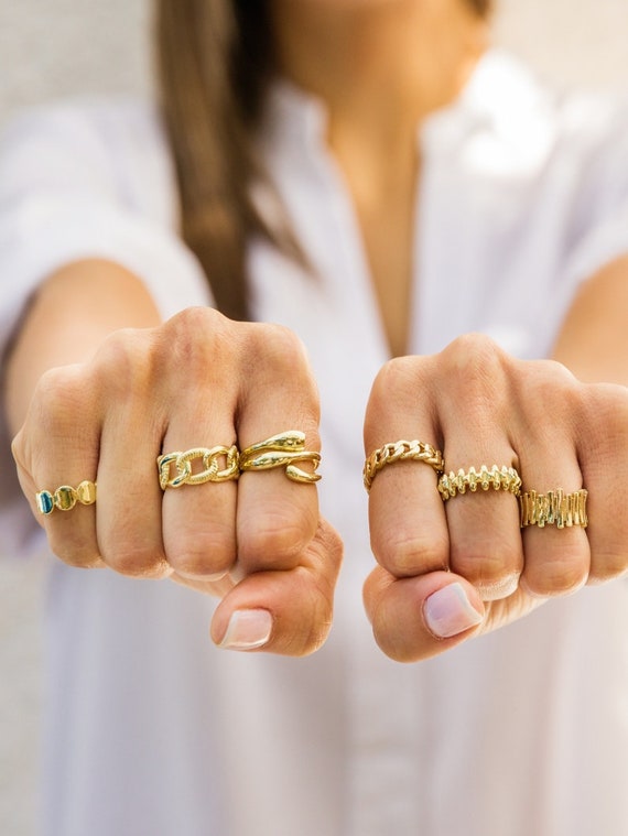 Chunky Gold Ring 14k Chunky Gold Stackable Rings For Women