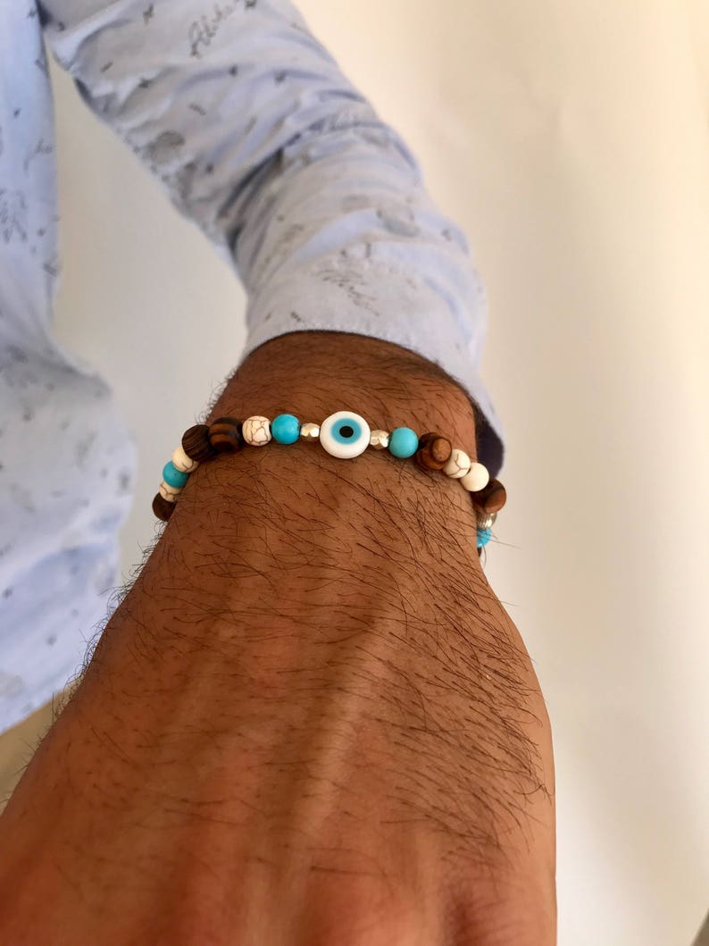 Evil Eye Bracelet Mens Bracelet Evil Eye Charm Protection Etsy