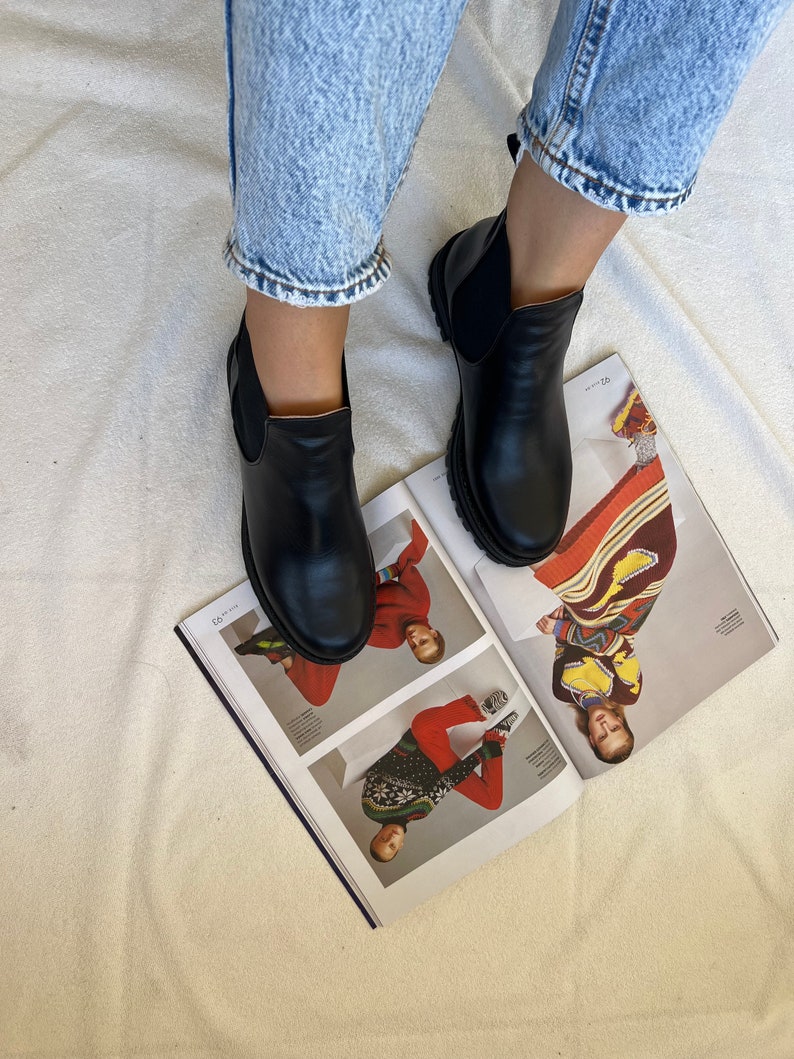 slip on black ankle boots