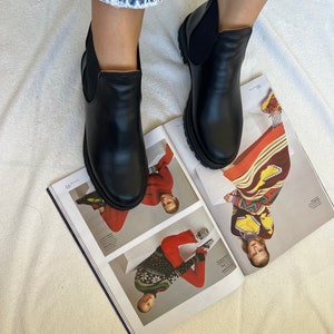 slip on black ankle boots