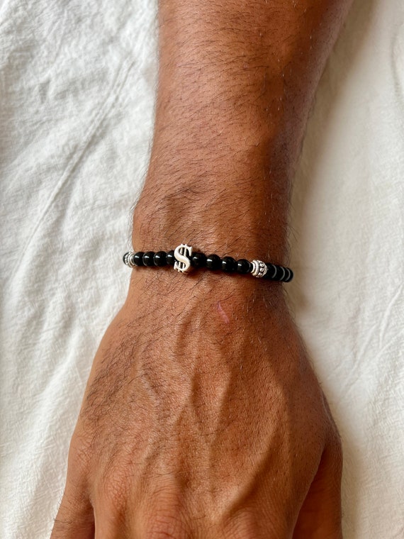 Men's Bracelet, Black Beads Bracelet, Men's Jewelry, Made in Greece, by Christina Christi Jewels.