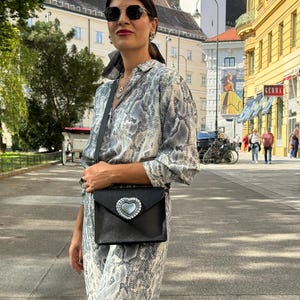 Black Leather Crossbody Bag, Women Shoulder Bag, Leather Purse, Leather Handbag, Gift for Her, Made from Full Grain Leather - Erato