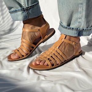 Sandalias gladiadoras para hombre, sandalias para hombre, sandalias marrones para hombre, zapatos griegos de verano, regalo para él. imagen 6
